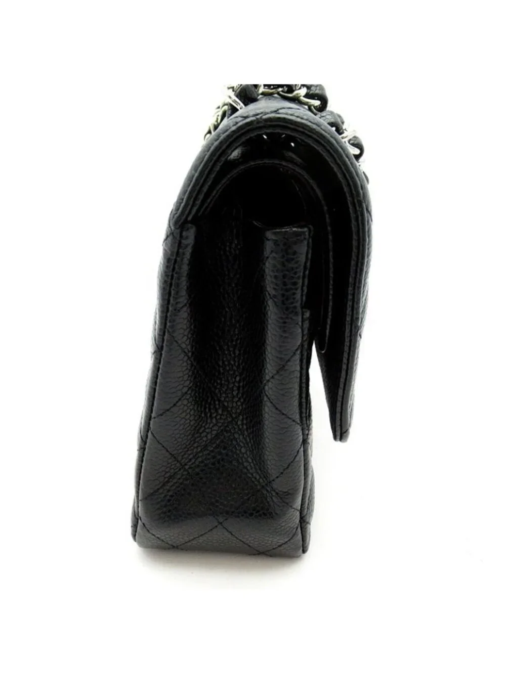 Chanel Quilted 25 Double Flap Caviar Leather Shoulder Bag Black